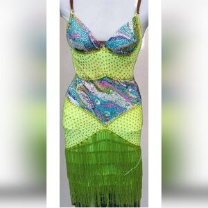 Lime Rainbow Latin Dress